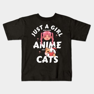 Just a girl who loves anime and cats Kids T-Shirt